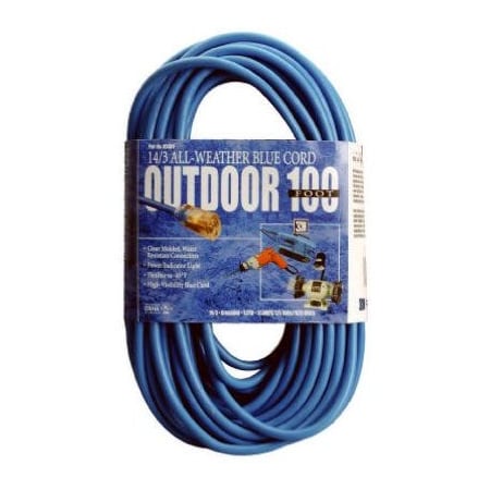 Southwire SJTWA; Cold Weather Extension Cord, 14 AWG, Outdoor, 14/3, Blue, 100 ft 02469-06